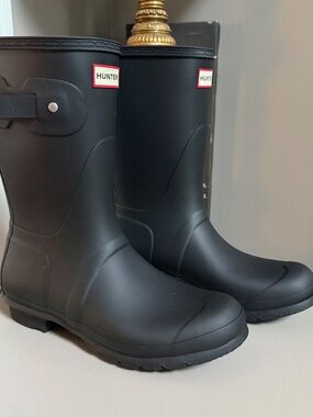 NWT Hunter Original Short Black Waterproof Rain Boots Women's 7 9